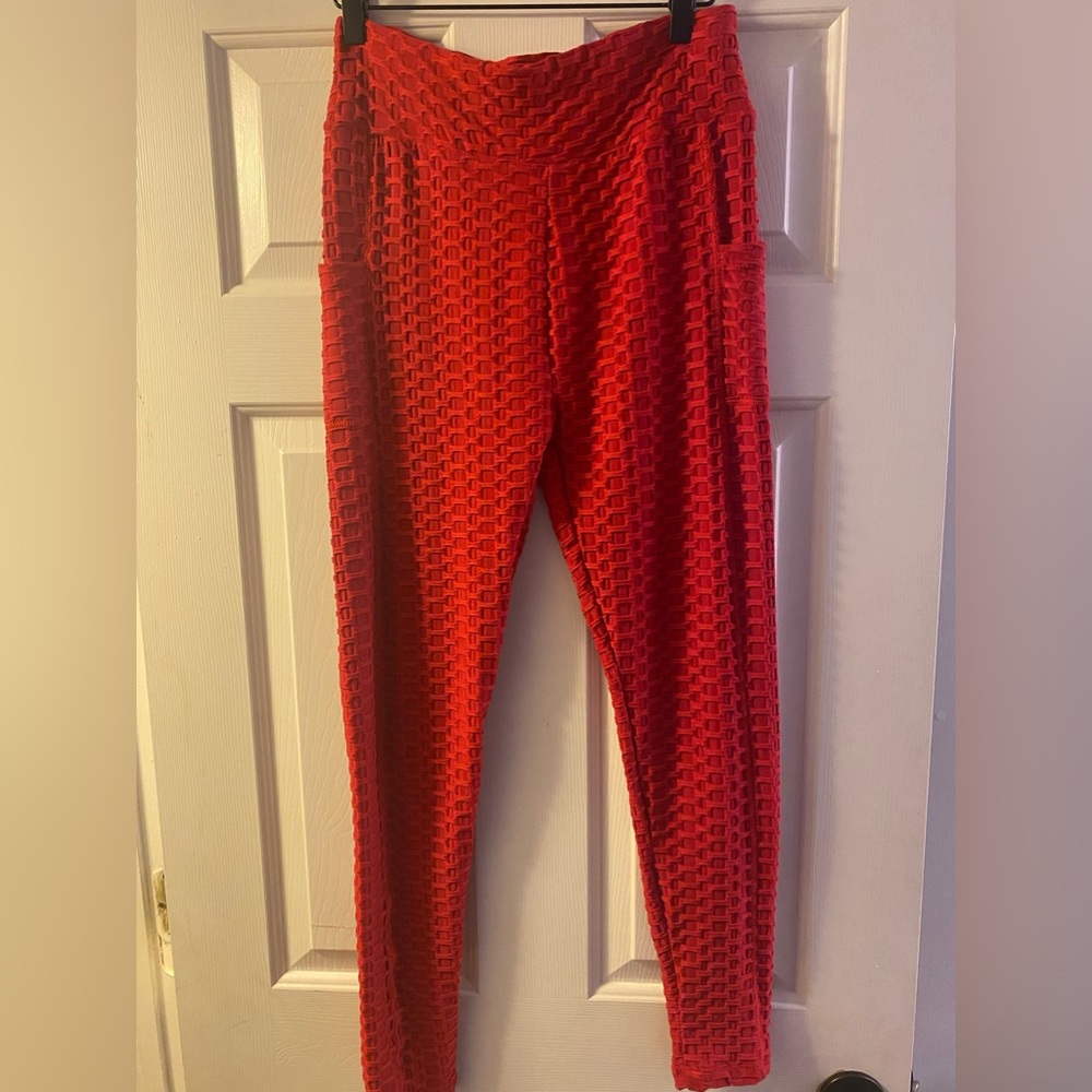 High Waisted Yoga Pants Butt Lift Tights Stretch Jacquard Knit Leggings